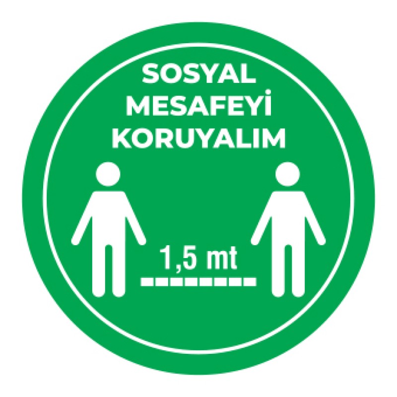 Sosyal Mesafemizi Koruyalım Sticker 1,5 Metre Yesil fiyat teklifi al