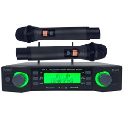 Roof R-203 2 El 2 Kanal Uhf Kablosuz Telsiz Mikrofon 