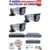 IP Kamera Seti - 3 IP Kamera -10 Kanal NVR - 4 Port POE Switch, 500 GB Disk, Gece Görüşlü (IR)
