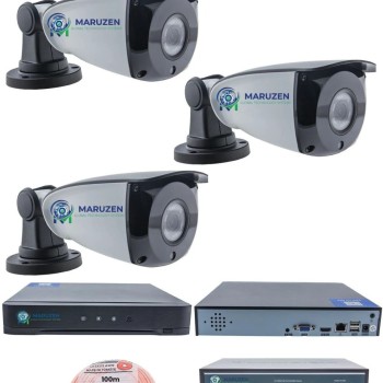 IP Kamera Seti - 3 IP Kamera -10 Kanal NVR - 4 Port POE Switch, 500 GB Disk, Gece Görüşlü (IR)