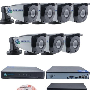 IP Kamera Seti - 7 IP Kamera - 10 Kanal NVR - 8 Port POE Switch, 1 TB Disk, Gece Görüşlü (IR)