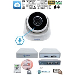 sesli 1 Kameralı IP Dome Güvenlik Kamerası Seti 4MP Ultra HD, 30m Gece Görüş, Ses Alma, Uzaktan İzleme