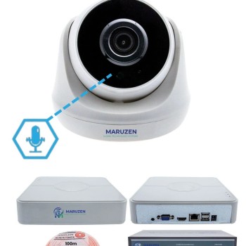 sesli 1 Kameralı IP Dome Güvenlik Kamerası Seti 4MP Ultra HD, 30m Gece Görüş, Ses Alma, Uzaktan İzleme