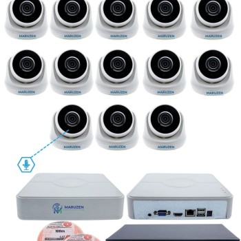 Sesli 13 Kameralı IP Dome Güvenlik Kamerası Seti 4MP Ultra HD, 30m Gece Görüş, Ses Alma, Uzaktan İzleme