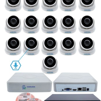 Sesli 16 Kameralı IP Dome Güvenlik Kamerası Seti 4MP Ultra HD, 30m Gece Görüş, Ses Alma, Uzaktan İzleme