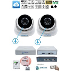 Sesli 2 Kameralı IP Dome Güvenlik Kamerası Seti 4MP Ultra HD, 30m Gece Görüş, Ses Alma, Uzaktan İzleme