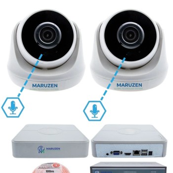 Sesli 2 Kameralı IP Dome Güvenlik Kamerası Seti 4MP Ultra HD, 30m Gece Görüş, Ses Alma, Uzaktan İzleme