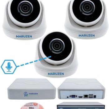 Sesli 3 Kameralı IP Dome Güvenlik Kamerası Seti 4MP Ultra HD, 30m Gece Görüş, Ses Alma, Uzaktan İzleme