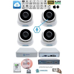 Sesli 4 Kameralı IP Dome Güvenlik Kamerası Seti 4MP Ultra HD, 30m Gece Görüş, Ses Alma, Uzaktan İzleme