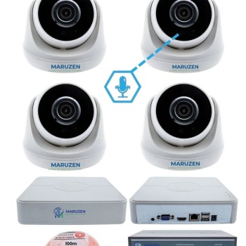 Sesli 4 Kameralı IP Dome Güvenlik Kamerası Seti 4MP Ultra HD, 30m Gece Görüş, Ses Alma, Uzaktan İzleme