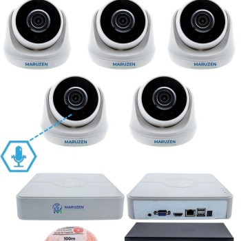 Sesli 5 Kameralı IP Dome Güvenlik Kamerası Seti 4MP Ultra HD, 30m Gece Görüş, Ses Alma, Uzaktan İzleme