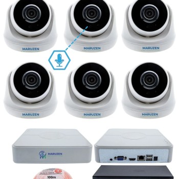 Sesli 6 Kameralı IP Dome Güvenlik Kamerası Seti 4MP Ultra HD, 30m Gece Görüş, Ses Alma, Uzaktan İzleme