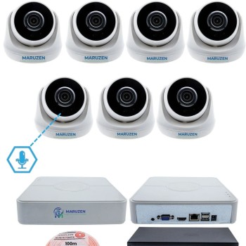 Sesli 7 Kameralı IP Dome Güvenlik Kamerası Seti 4MP Ultra HD, 30m Gece Görüş, Ses Alma, Uzaktan İzleme