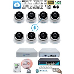 Sesli 8 Kameralı IP Dome Güvenlik Kamerası Seti 4MP Ultra HD, 30m Gece Görüş, Ses Alma, Uzaktan İzleme