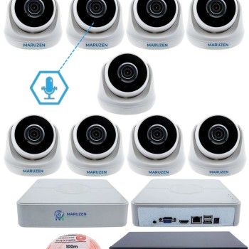 Sesli 9 Kameralı IP Dome Güvenlik Kamerası Seti 4MP Ultra HD, 30m Gece Görüş, Ses Alma, Uzaktan İzleme