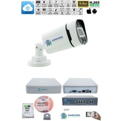 1'li Güvenlik IP Kamera Seti - 4MP Dış Mekan Kamera, 3.6mm Lens, H.265, PoE, Warm IR Gece Görüşü