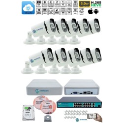 10 Kameralı Güvenlik IP Kamera Seti - 4MP Dış Mekan Kamera, 3.6mm Lens, H.265, PoE, Warm IR Gece Görüşü