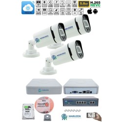 3 'lü Güvenlik IP Kamera Seti - 4MP Dış Mekan Kamera, 3.6mm Lens, H.265, PoE, Warm IR Gece Görüşü