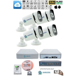 4'lu Güvenlik IP Kamera Seti - 4MP Dış Mekan Kamera, 3.6mm Lens, H.265, PoE, Warm IR Gece Görüşü