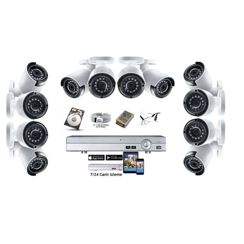 Güvenlik Kamera Sistemi Paketi 12 fiyat teklifi al