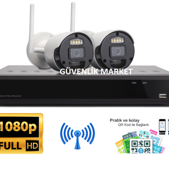 Kablosuz Güvenlik Kamera Sistemi Paketi 2 Kameralı 