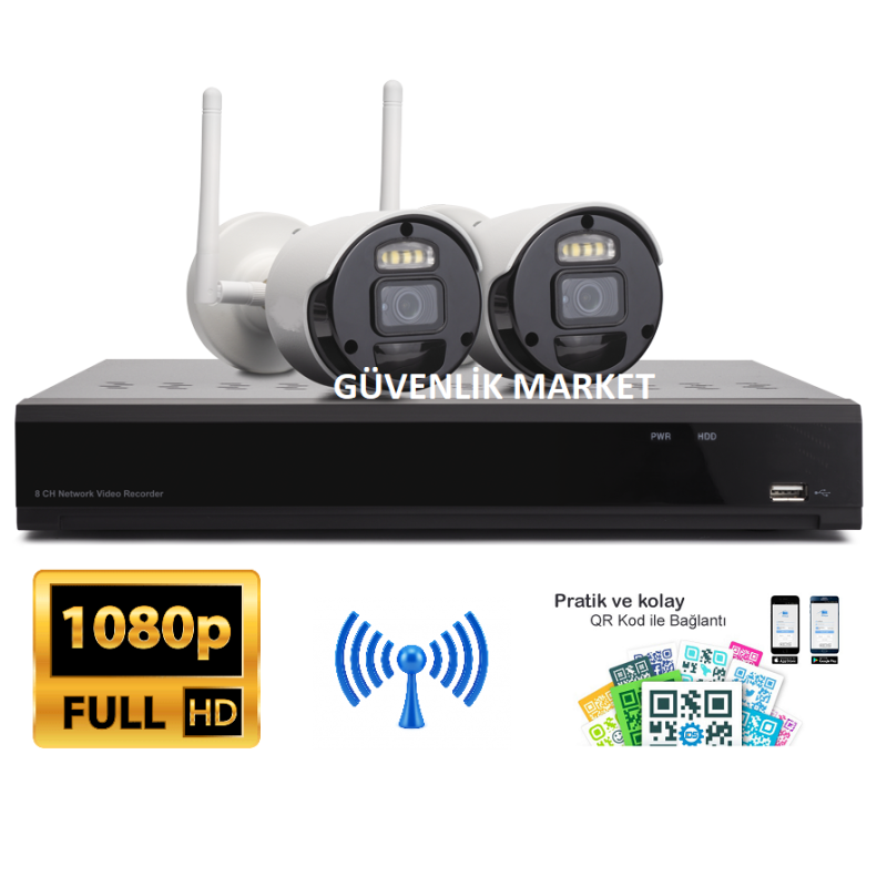 Kablosuz Güvenlik Kamera Sistemi Paketi 2 Kameralı fiyat teklifi al