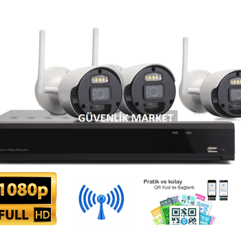 Kablosuz Güvenlik Kamera Sistemi Paketi 3 Kameralı 