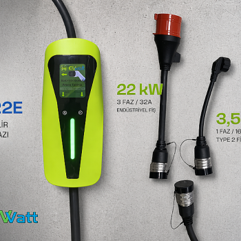 Ewatt PT-22E 22KW 3.5kw Dönüşümlü Taşınabilir Elektrikli Araç Şarj Cihazı