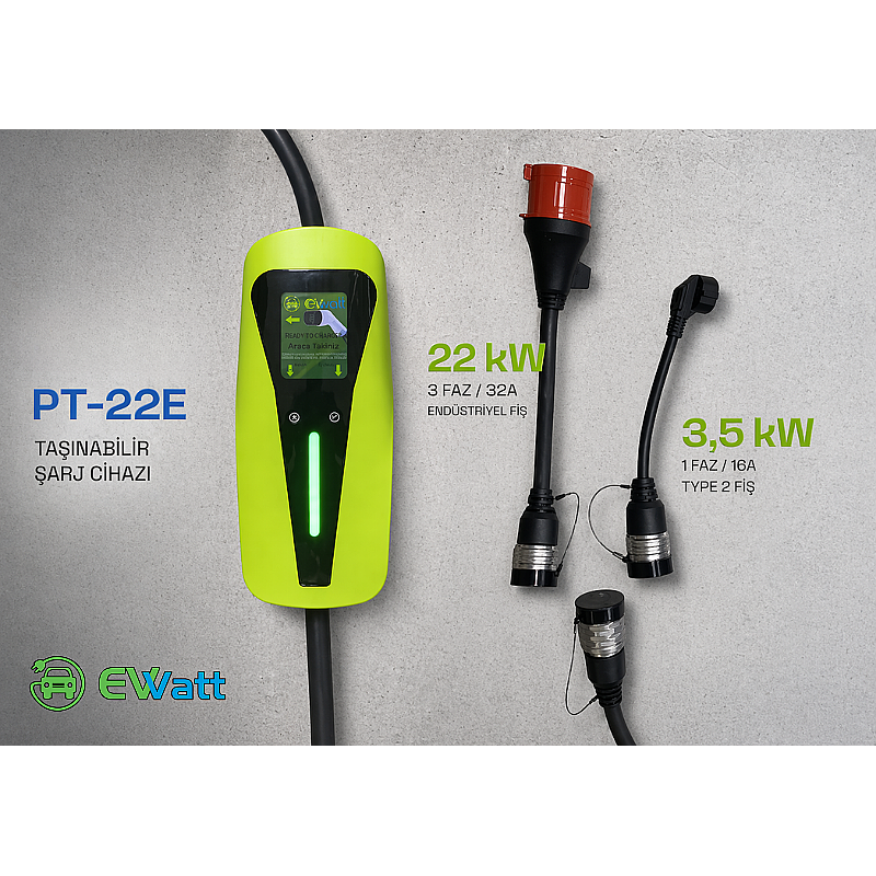 Ewatt PT-22E 22KW 3.5kw Dönüşümlü Taşınabilir Elektrikli Araç Şarj Cihazı fiyat teklifi al