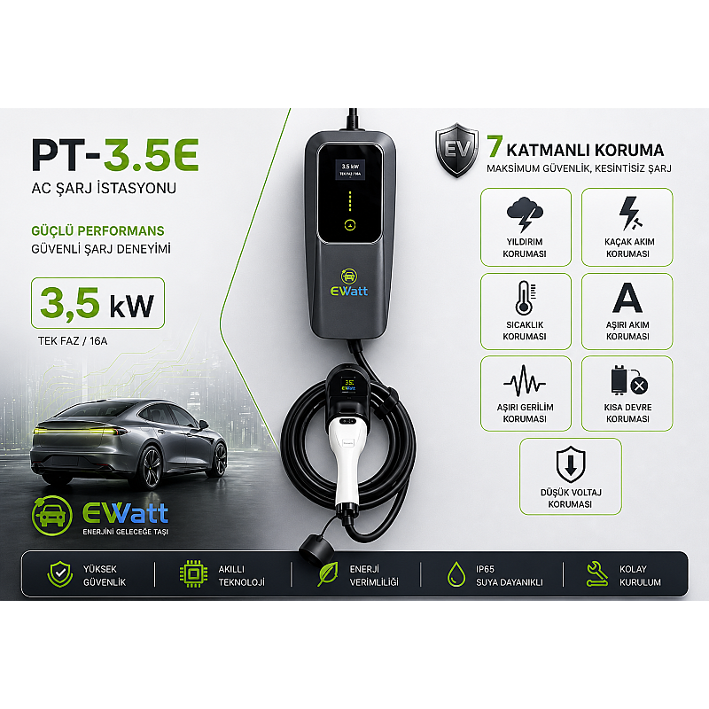 Ewatt PPT 3.5E 3.5kw Taşınabilir Elektrikli Araç Şarj Cihazı fiyat teklifi al