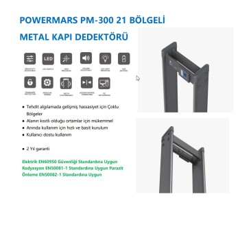 Powermars PM-300 21 Bölge Kapı Tipi Metal Üst Arama Dedektörü