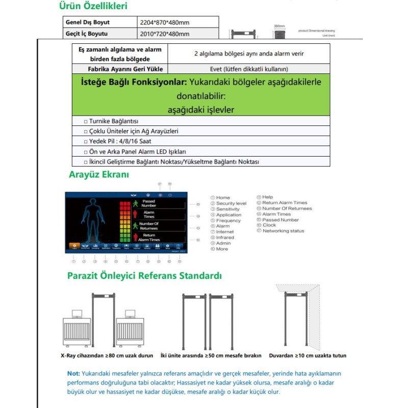Powermars PM-300C 33 Bölge Kapı Tipi Metal Üst Arama Dedektörü fiyat teklifi al