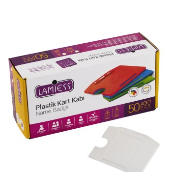 Lamiess  Lms 214 Yatay Plastik Kart Kabı Beyaz 50'Li
