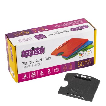 Lamiess  Lms 214 Yatay Plastik Kart Kabı Gri 50'Li