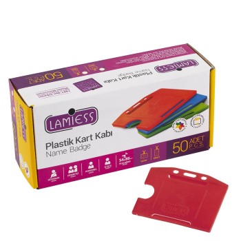 Lamiess  Lms 214 Yatay Plastik Kart Kabı Kırmızı 50'Li