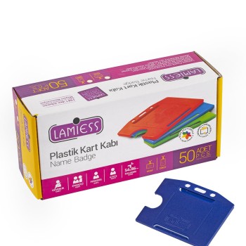 Lamiess  Lms 214 Yatay Plastik Kart Kabı Lacivert 50'Li