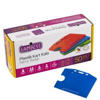 Lamiess  Lms 214 Yatay Plastik Kart Kabı Mavi 50'Li