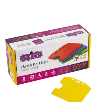 Lamiess  Lms 214 Yatay Plastik Kart Kabı Sarı 50'Li