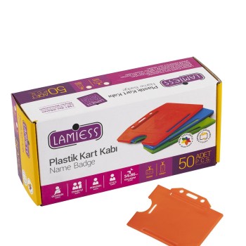 Lamiess  Lms 214 Yatay Plastik Kart Kabı Turuncu 50'Li