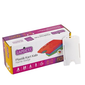 Lamiess  Lms 217 Dikey Plastik Kart Kabı Beyaz 50'Li