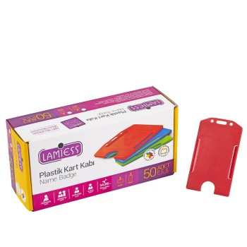 Lamiess  Lms 217 Dikey Plastik Kart Kabı Kırmızı 50'Li
