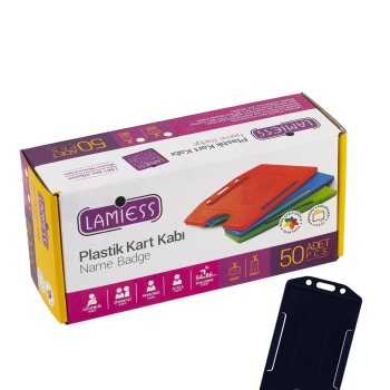 Lamiess  Lms 217 Dikey Plastik Kart Kabı Siyah 50'Li