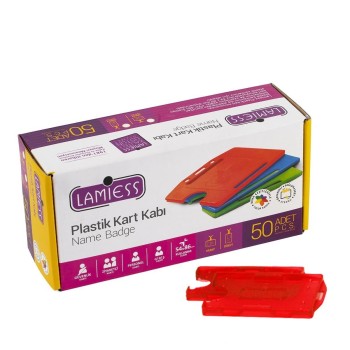 Lamiess  Lms 211 Yatay Dikey Çift Hazneli Kart Kabı Şeffaf Kırmızı 25'Li