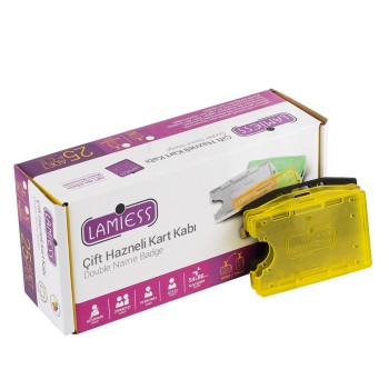 Lamiess  Lms 211 Yatay Dikey Çift Hazneli Kart Kabı Şeffaf Sarı 25'Li