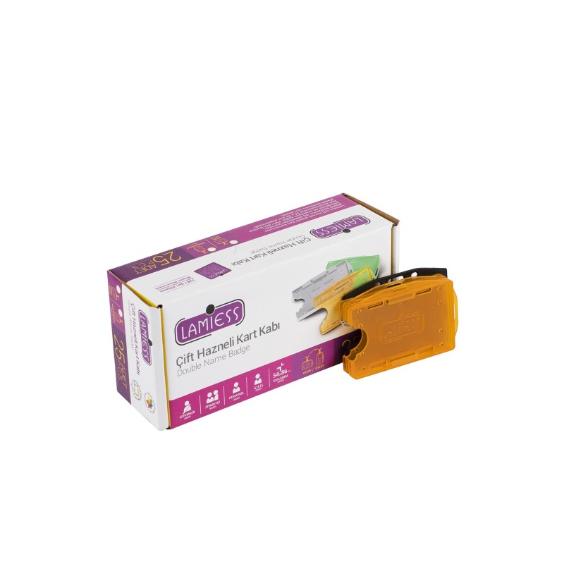 Lamiess  Lms 211 Yatay Dikey Çift Hazneli Kart Kabı Şeffaf Turuncu 25'Li fiyat teklifi al