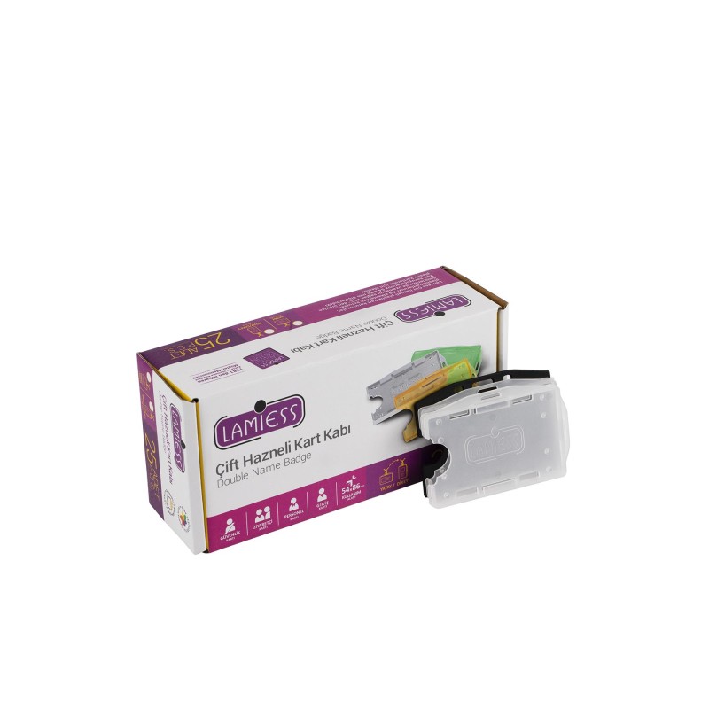 Lamiess  Lms 210 Yatay Çift Hazneli Kart Kabı Şeffaf 25'Li fiyat teklifi al