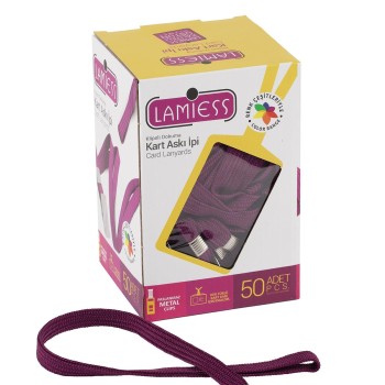 Lamiess Kart Askı İpi M.Maşalı Klipsli Bordo  50'Li