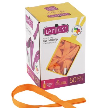 Lamiess Kart Askı İpi M.Maşalı Klipsli Fosforlu Turuncu 50'Li