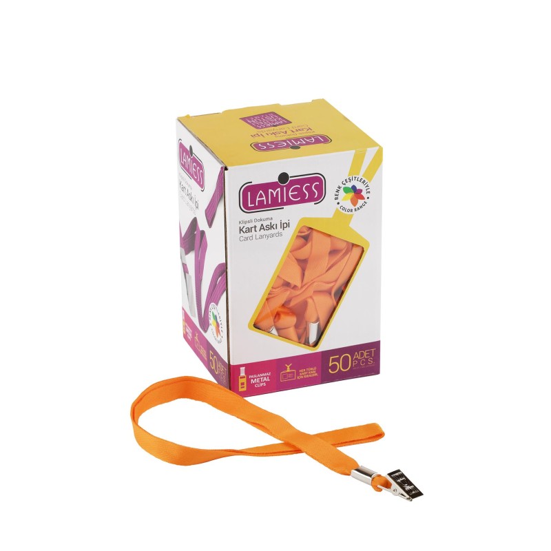 Lamiess Kart Askı İpi M.Maşalı Klipsli Fosforlu Turuncu 50'Li fiyat teklifi al