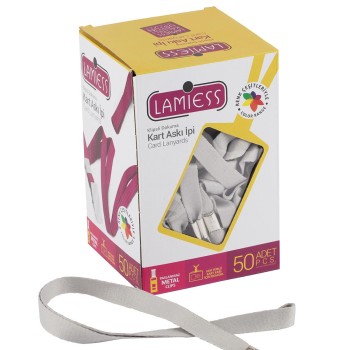 Lamiess Kart Askı İpi M.Maşalı Klipsli Gri  50'Li
